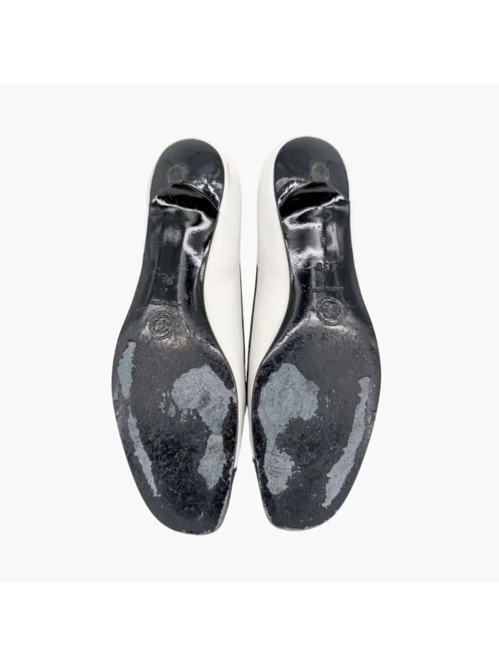 Chanel Vintage Black White Cap Toe Kitten Pumps Size 38 US 7–7.5 Two Tone Ballet - Picture 13 of 15